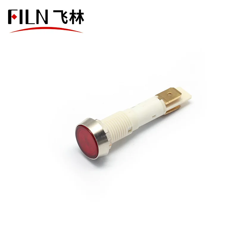  FILN 10mm signal lamp 12v 24v 110v red green blue white led plastic warning light with solder pins IP67