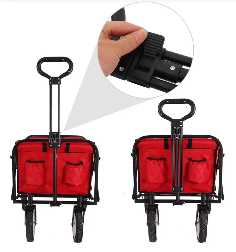Outdoor Camping Trolley Folding Camping Small Trailer Camper Trolley Shopping Cart Lightweight Folding Simple Lever Car