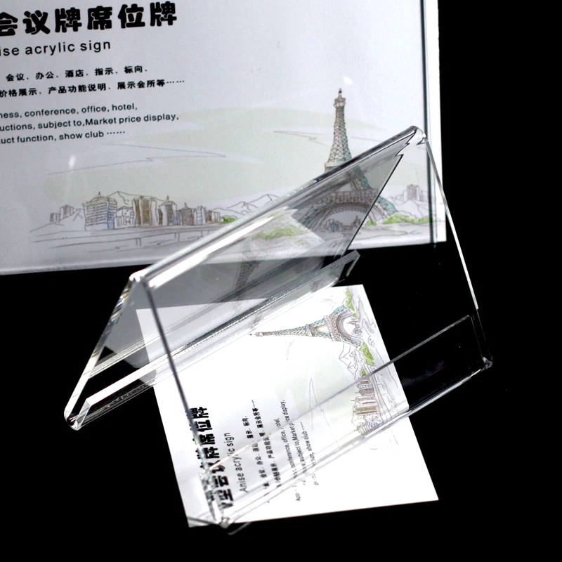 Acrylic Display Standing Clear Price Ticket Customized V Shape plastic slanted slant acrylic block triangular sign holder
