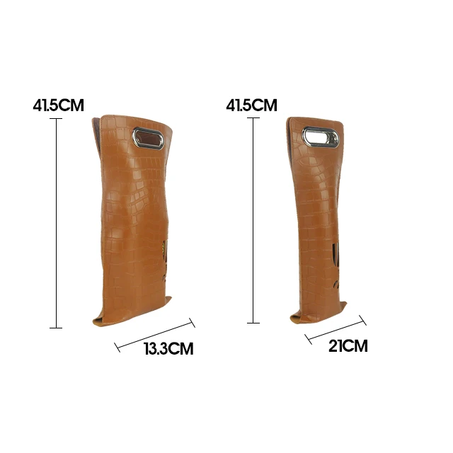 Custom Portable Packaging Sublimation Crocodile Leather Bottle Wine Carrier Bag