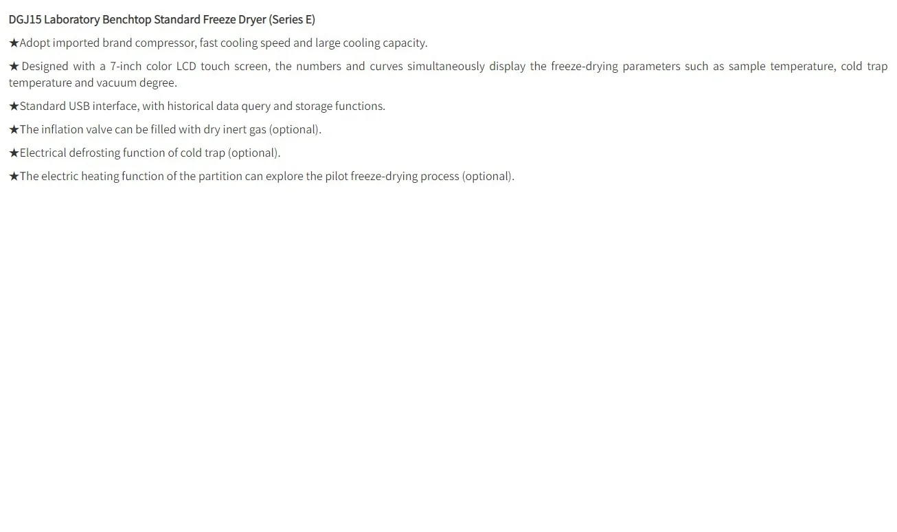 Laboratory Benchtop Standard Freeze Dryer (Series E) / Lyophilized area 0.12 m2 / -60 degC / SCI Materials Hub