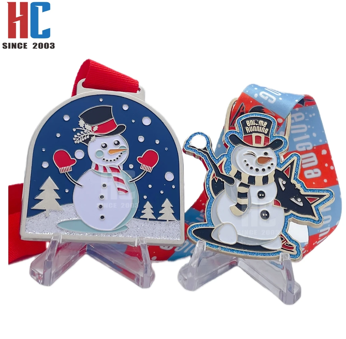 20 Years Factory Custom Christmas Festival Marathon Glitter award Medals For Winner