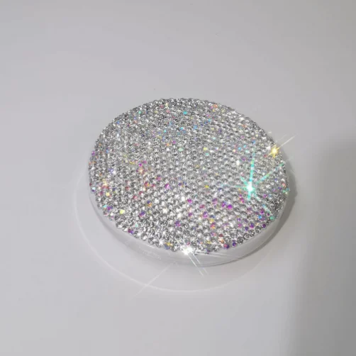 bling luxury diamond round LED rechargeable cosmetic compact pocket makeup mirror