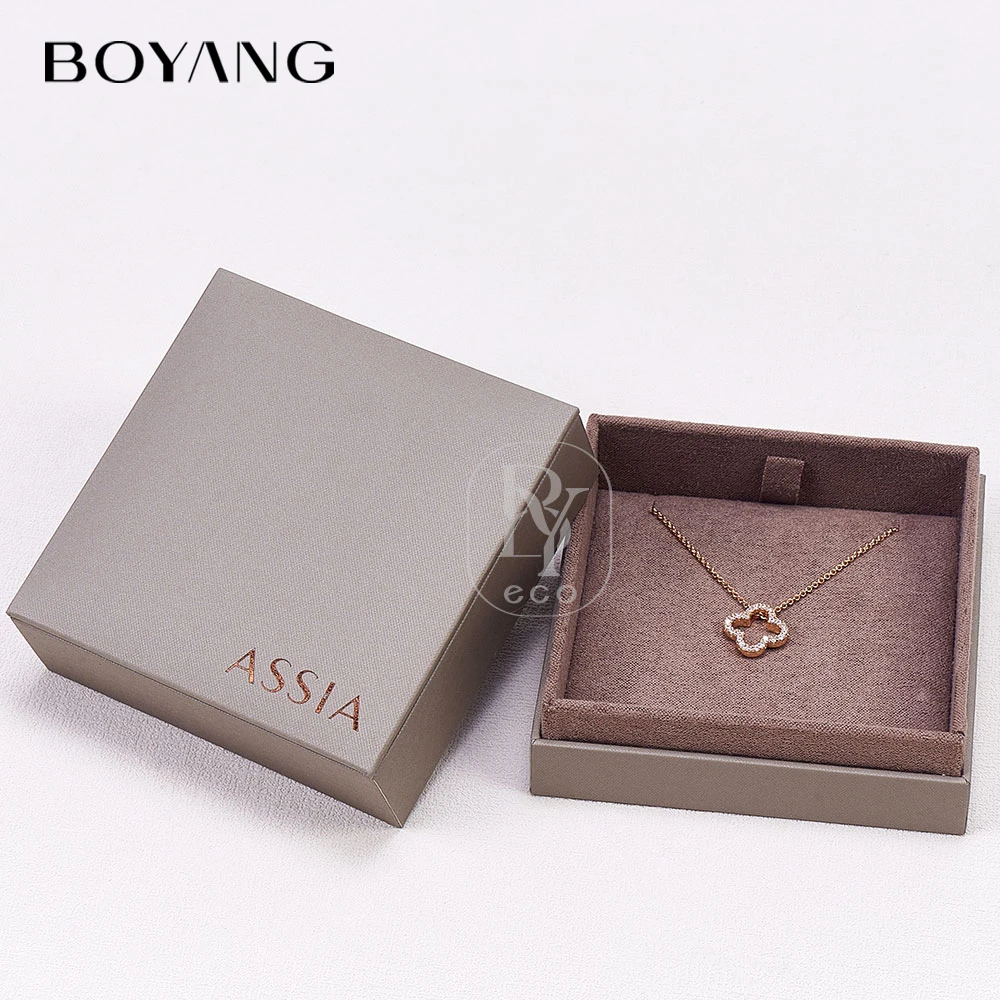 Boyang Custom Luxury PU Leather Necklace Pendant Ring Packaging Jewelry Gift Box