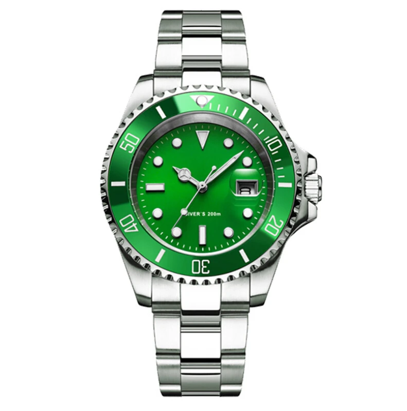 Factory hot selling stainless steel wrist watches luminous transparent case watches for men 20ATM automatic diver watches