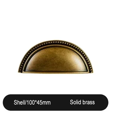 Vintage Bronze Solid Brass Cabinet Knobs Shell Handle And Knob Cupboard Handles Drawer Pull For Furniture Hardware C-5942