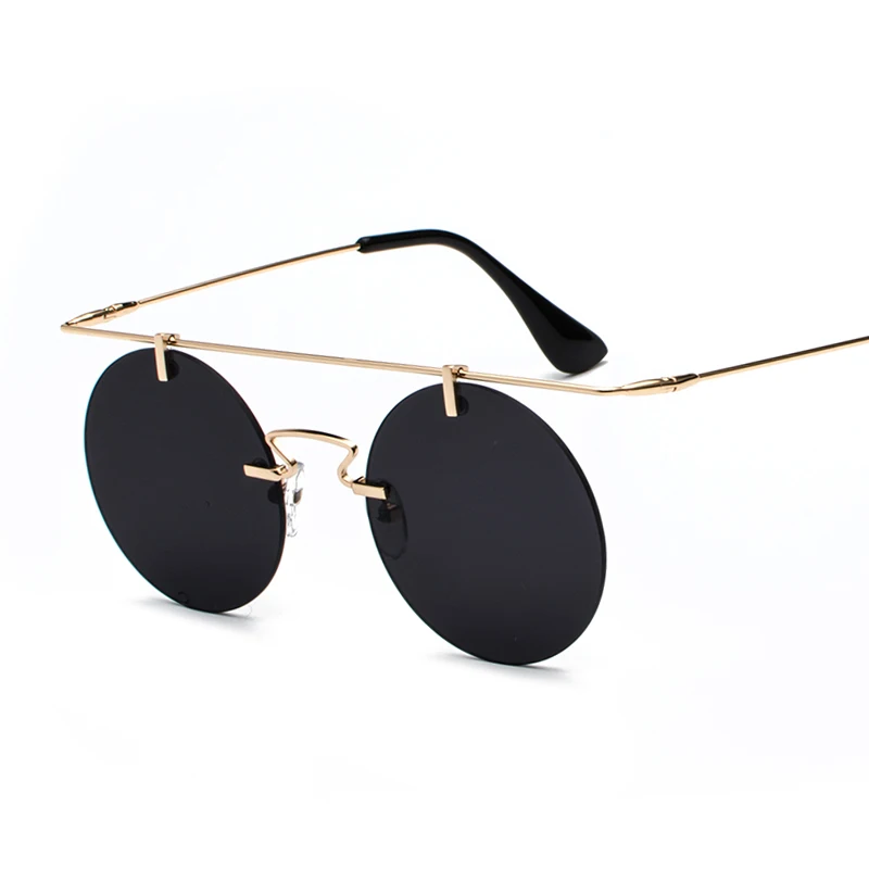 Super hot retro round rimless metal frame women sunglasses men fashion custom logo sun glasses 892