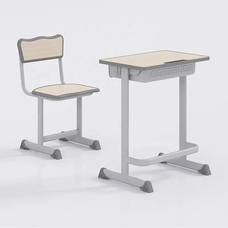Elementary school furniture simple design cheap price single student study desk with chair