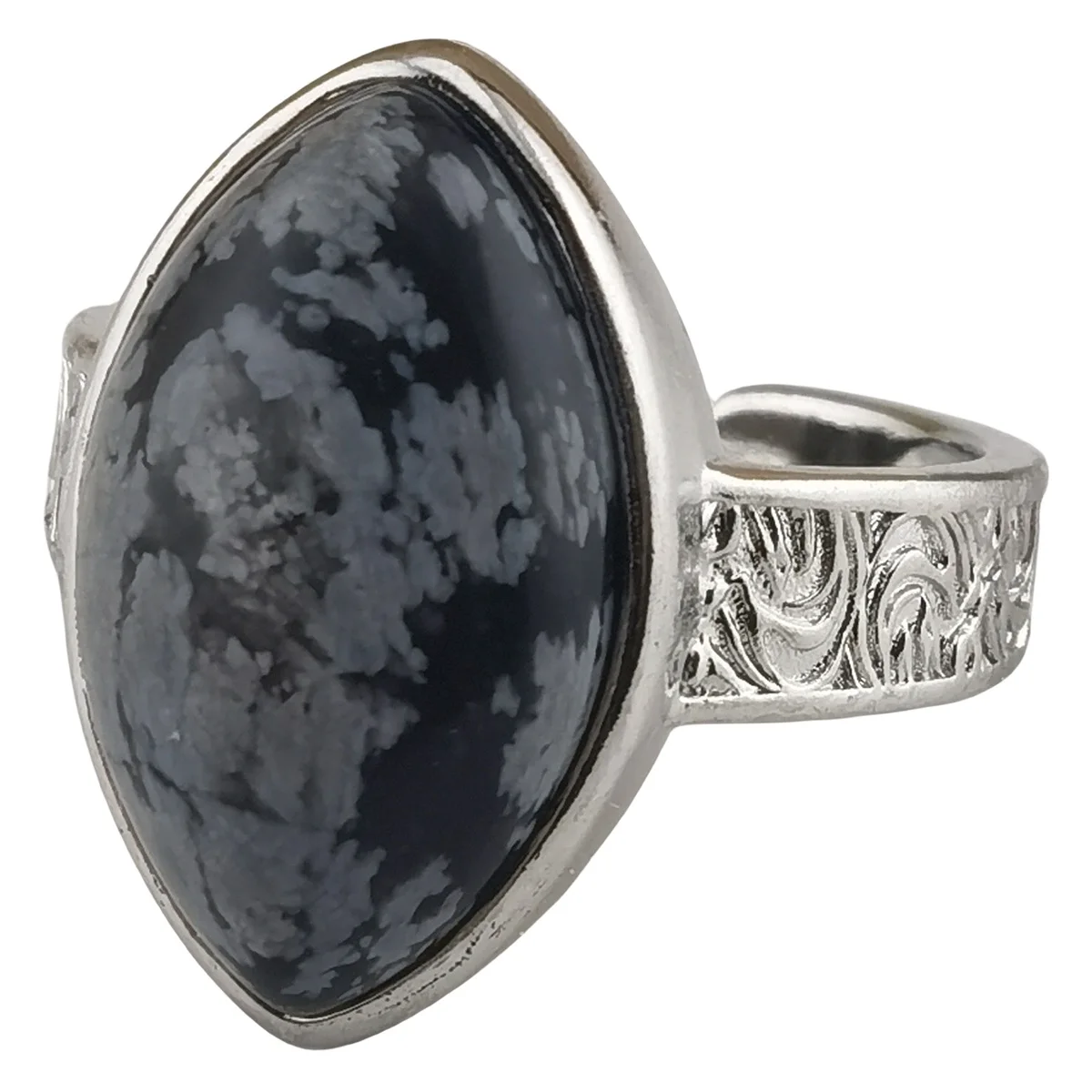 Trendy High Quality Snowflake Gemstone Rings for Women Silver Plated Horse Eye Shape Adjustable Female Rings Jewelry