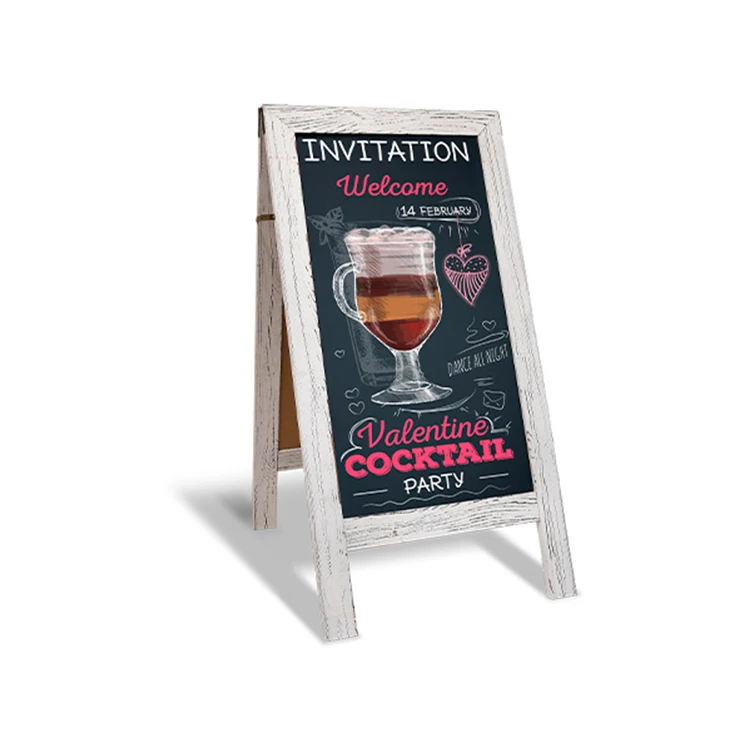 Freestanding Vintage Wooden Chalkboard Sidewalk Sandwich Message Board A Frame Easel Wood Blackboard A-Frame Chalkboard