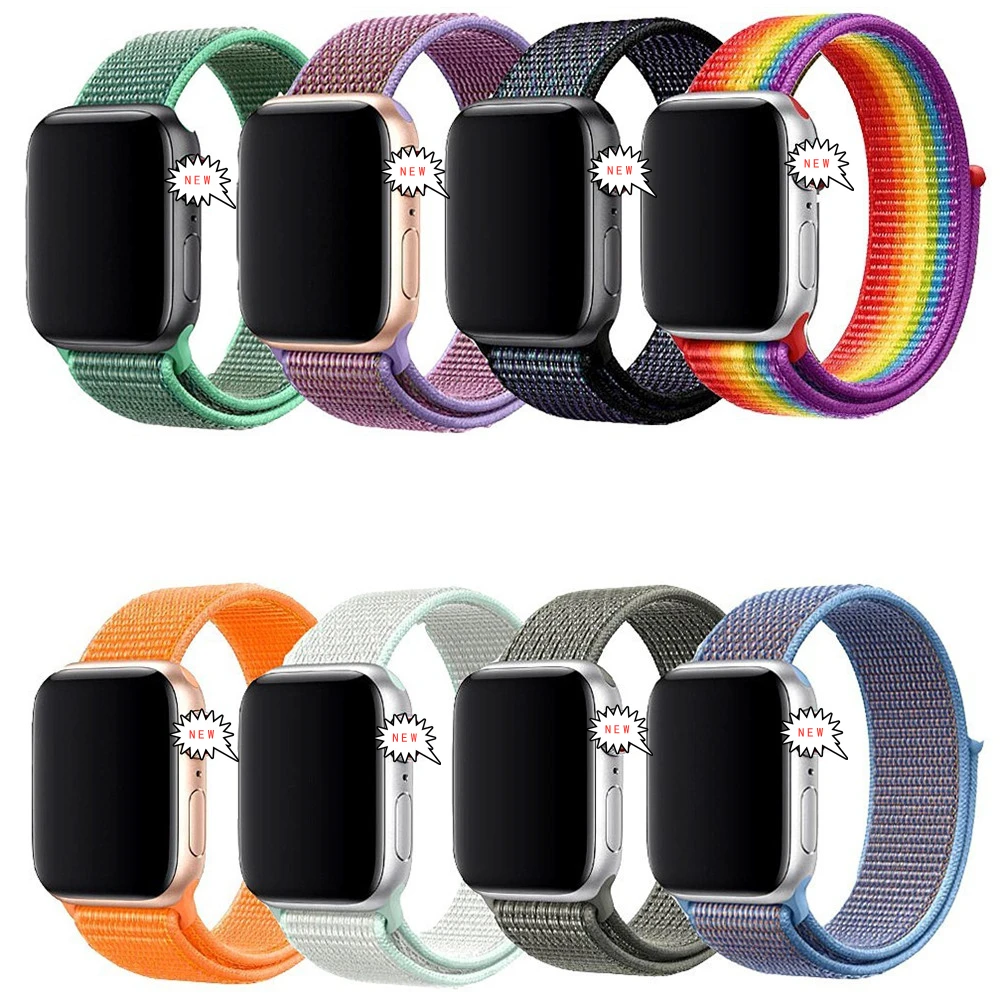  Ремешок нейлоновый для Apple Watch 44 мм 40 42 38 спортивный браслет-петля iWatch Series 6 SE 5 T500 W26 X7