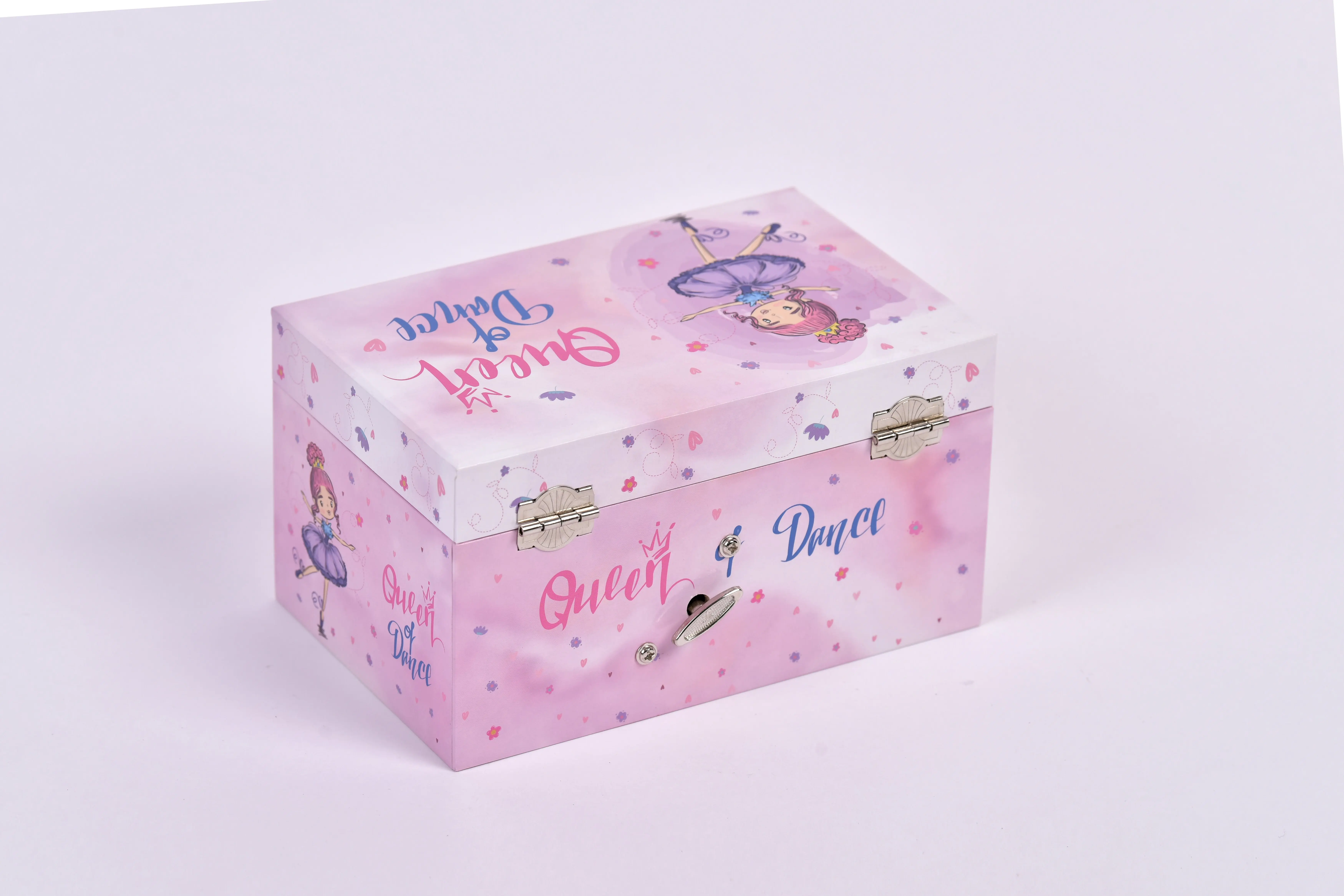 Ever Bright 7 inch Purple Dancing Ballerina Girl Wind Up Music Box Custom LOGO MDF Paper Wood Jewelry Music Box For Girl Gifts