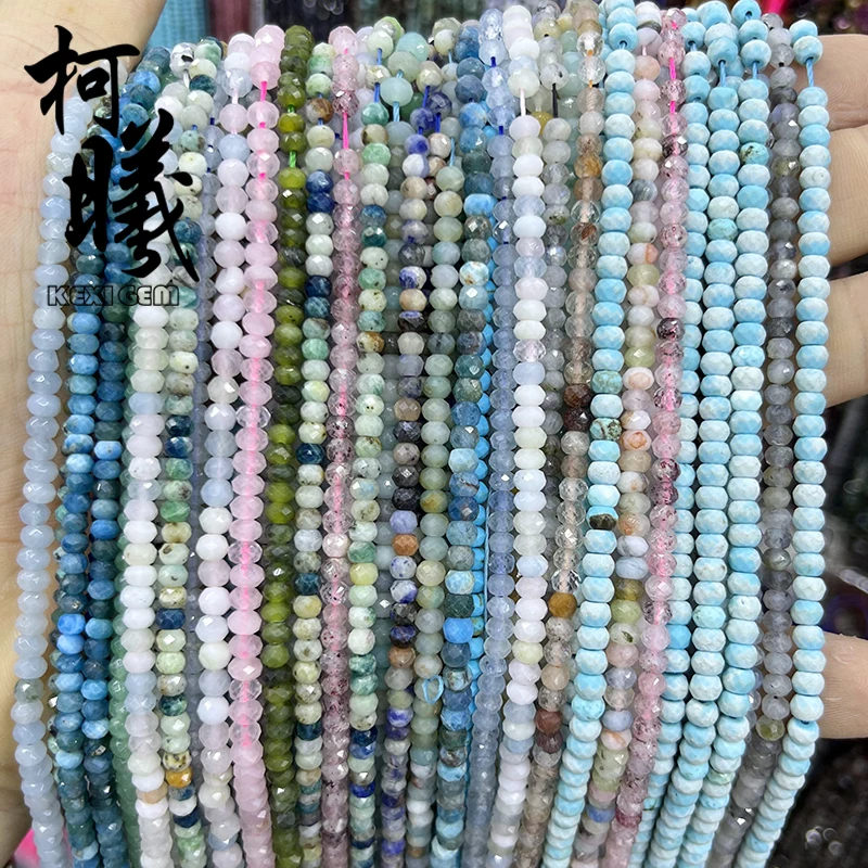 Natural Agate Jade Abacus Beads 3x4mm Natural Stone Faceted Abacus Rondelle Gemstone Beads For Jewelry Making Designer Necklace