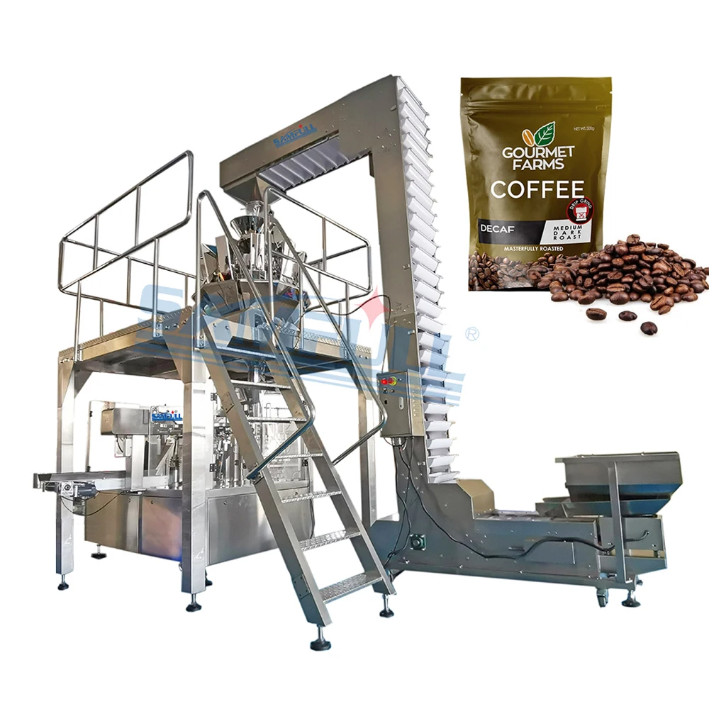Hot sale automatic doypack machine pack coffees packaging zipper pouch coffee beans premade bag doypack packing machine