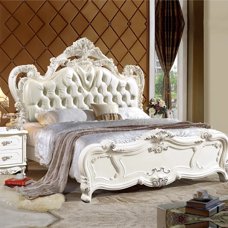 Gold Bedroom Furniture Set home European double bed storage queen leather soft bed