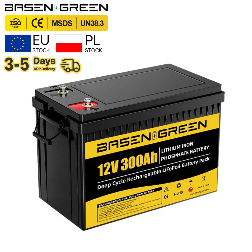 EU warehouse Lithium-Ion Phosphate 12v lithium battery 12.8V 300Ah 100Ah 200Ah lifepo4 battery with Reach Rohs IEC certificate