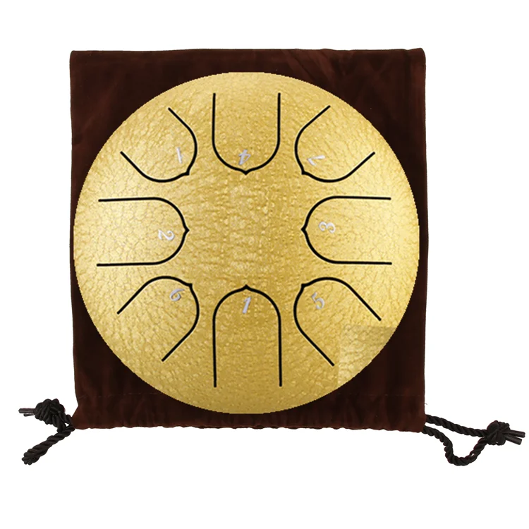 
6 Inch 8 Note Percussion Instrument Lotus Hand Pan Drum with Drum Mallets Carry B Steel Tongue Drum 