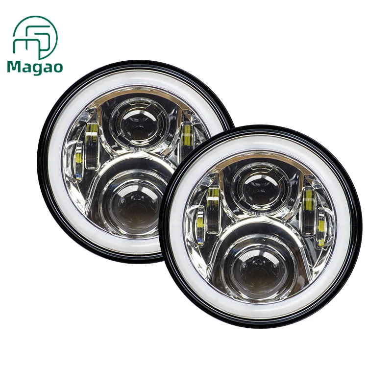 wholesale waterproof ip68 7 inch motorcycle factory manufacturer 12v 24v round led Headlight With Angel Eyes For Toyota