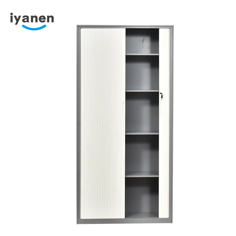 IYANEN Modern adjustable 5 shelf grey beige ABS roller shutter door storage display steel filing cabinet