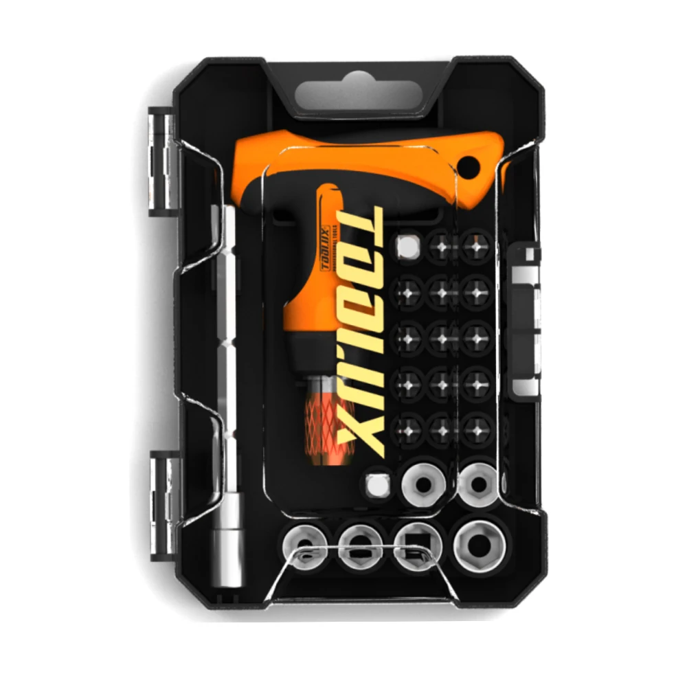 TOOLUX 24Pcs Factory Direct Supply Screw Driver Mini T Bar Ratchet Screwdriver And CRV Bits Set With Handle