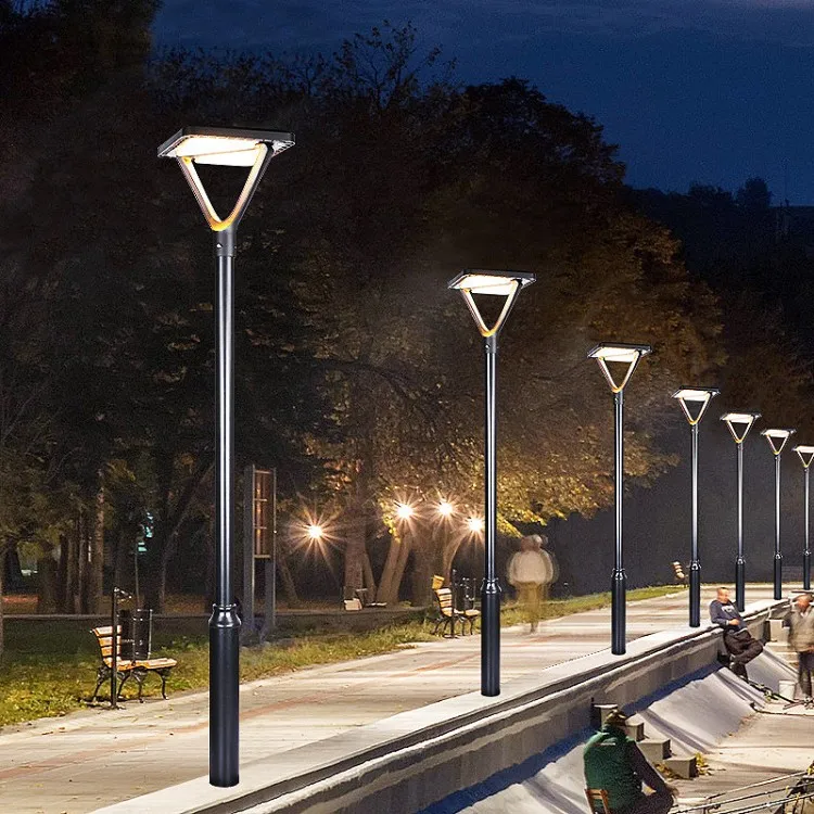 IP65 solar UFO power garden street light lamp pole 20w 30w 40w solar garden pole light