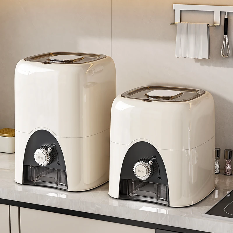 Foldable Plastic Moisture-Proof Kitchen Storage Box Bulk Dry Food Containers with Measuring Cup for Rice Cereal Grain Tea