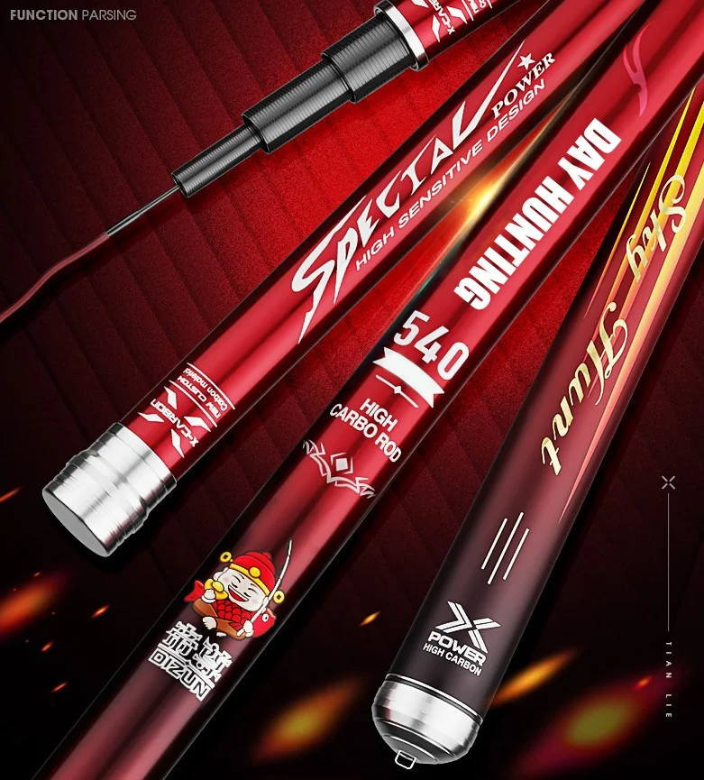 High Quality 4h 5h 6h Casting Tackle 2.7m-10m Stream Super Hard Fishing Rod China Ultralight Telescopic Carbon Fiber Fishing Rod