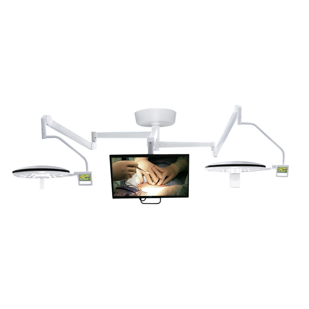Hospital LED two reflection operating shadowless surgery lamp surgical light with camera TV