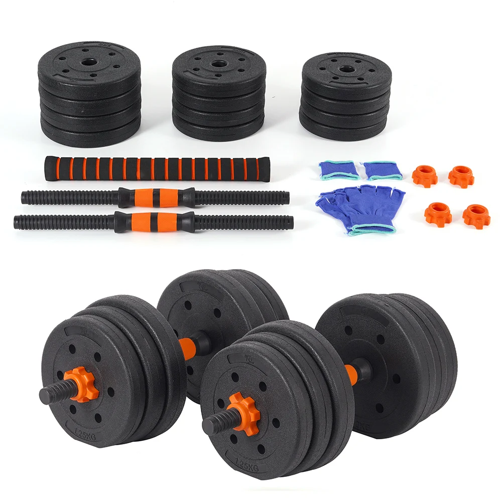 Adjustable Cement Dumbbell Set 10kg to 40kg Range Juego de Barra con Mancuernas for Fitness Training