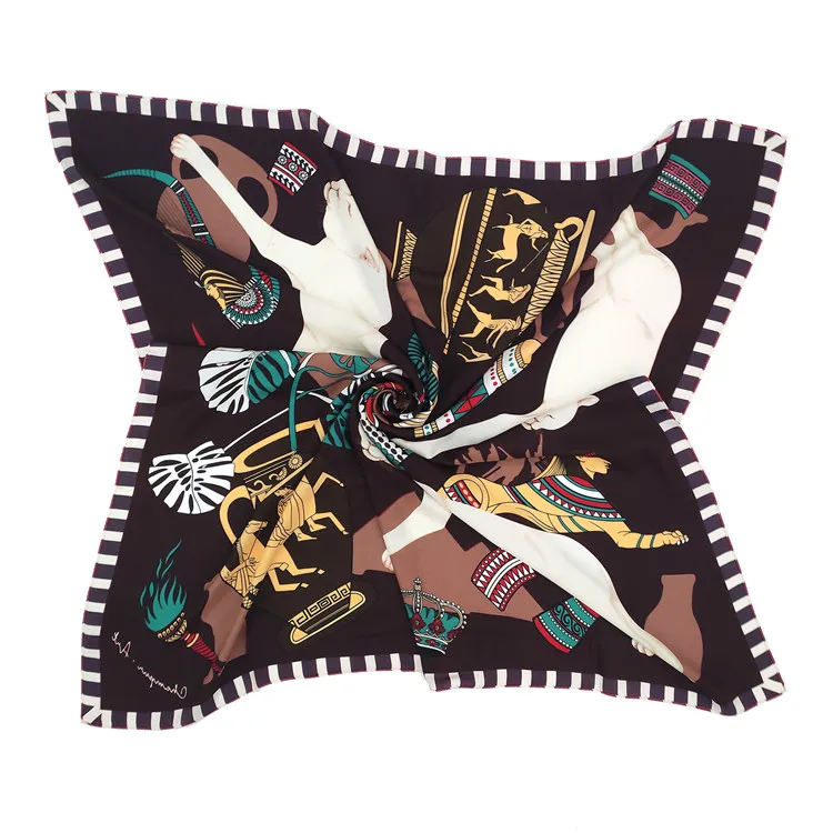 Fashion Private Label Double Side Printed Special Pattern Satin Hijab for Knitting Ladies Scarves