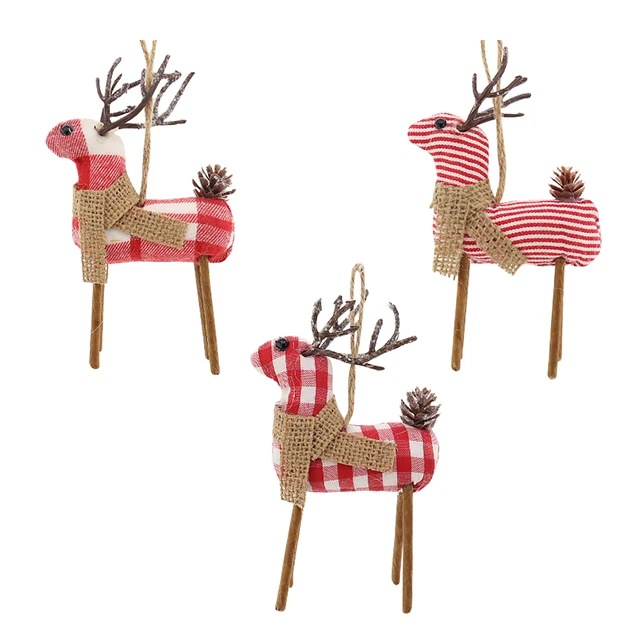 DIY Christmas Ornaments Happy New Year Pendant Doll Hang Decorations Popular Style Christmas Deer Home Noel Natal Packaged Bags