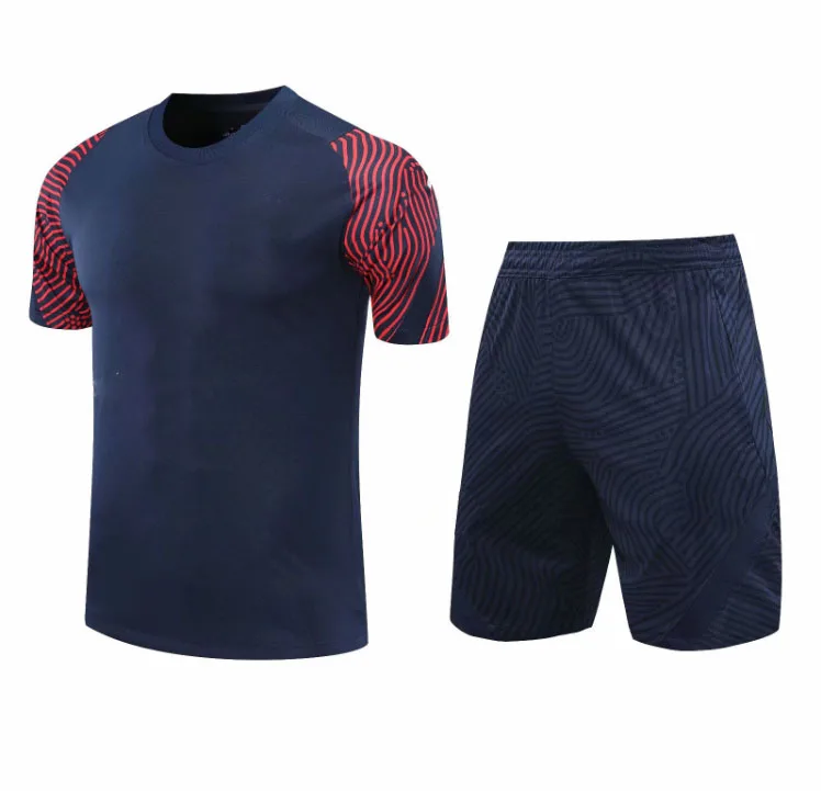 Football shirt pre-match training clothes Paris football jersey short sleeve suit running sports fitness backpack