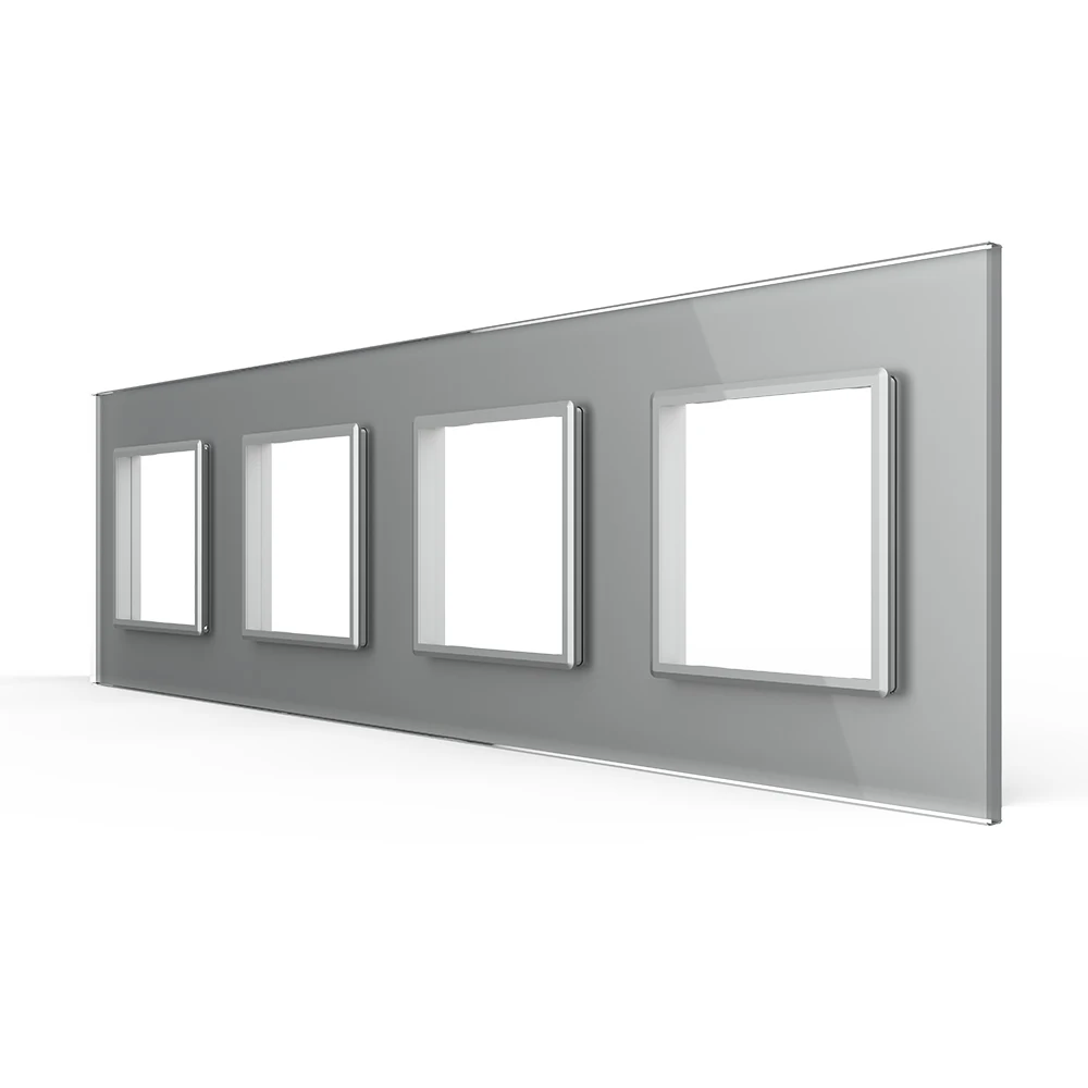 Livolo Luxury White Crystal Glass Switch Panel, 293mm*80mm, EU standard,Quadruple Glass Panel For Wall Socket