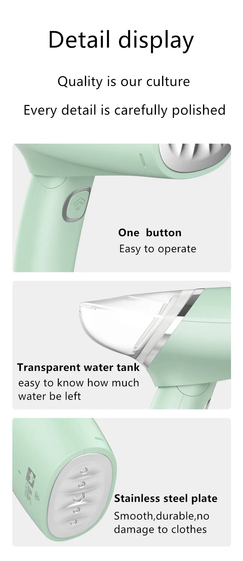 Powerful and Fasting heating OEM color Garment Steamer Foldable 100ML Clothing Ironing Steamer for clothes