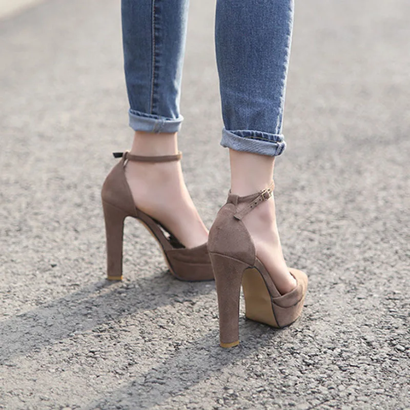 2022 classic suede high heels pointed toe sexy midi heel women pumps