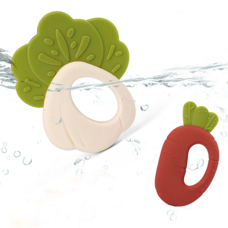 Индивидуальные Детские Жевательные китайские Капустные редиски Силиконовые Прорезыватели Bpa Детские бесплатные игрушки для прорезывания зубов