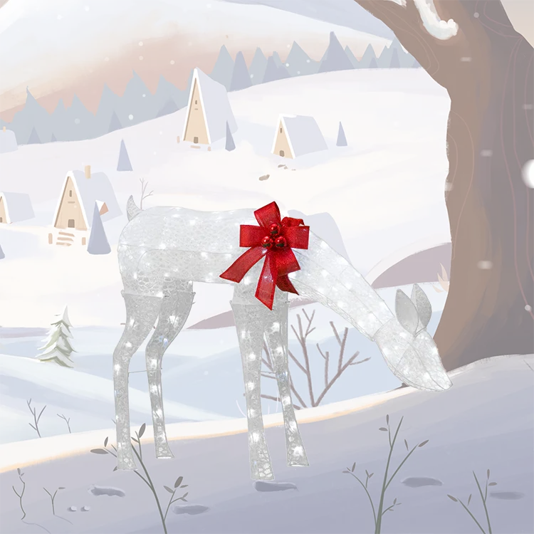 Factory direct sale Christmas 45in 105 LED animal motif grazing deer sculpture light for outdoor decor