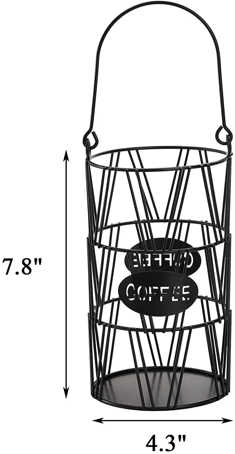 Large Capacity Black 2 Pack Table Kitchen Metal Wire Espresso Storage Coffee Pod Basket with Handle