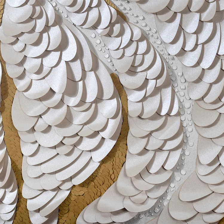 Golden Paper Art Pearl Paper Collage Leather Decorative Painting 4 pcs Acrylic Box Handmade Painting Wall Frames Home Decoration