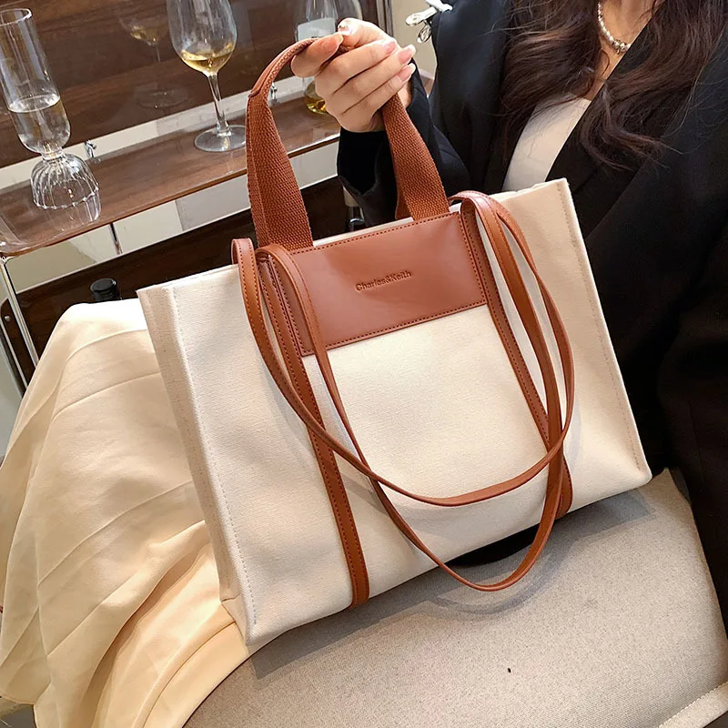 Large Capacity Ladies Handbags Fashion Lady Shoulder CrossBody Bags Canvas Woman Tote Bags