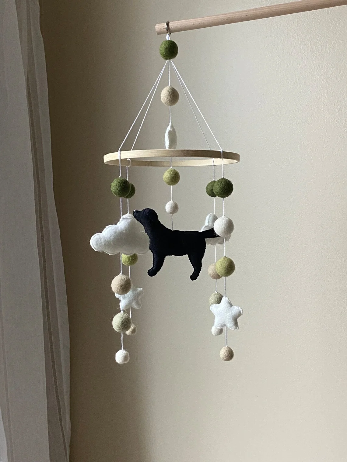 montessori golden retriever nordic stuffed handmade nursery decor high quality soft bed toy dog felt baby crib mobile