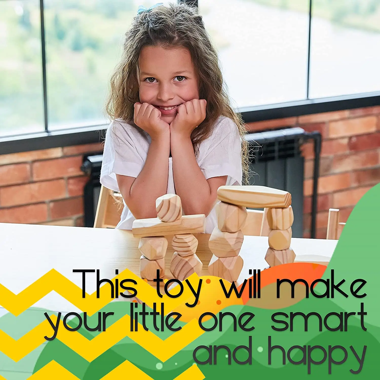 Natural Pine Balance Rock Set Preschool Sensory Kids Stacking Block Toys