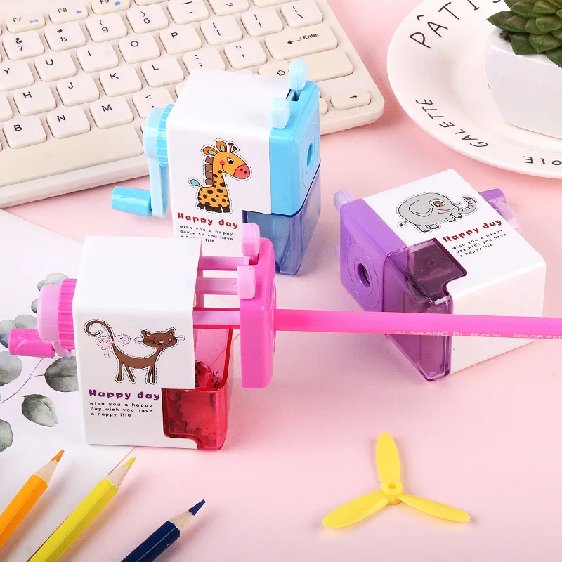 Factory custom manual desktop pencil sharpener with single hole portable pencil and crayon sharpener for kids