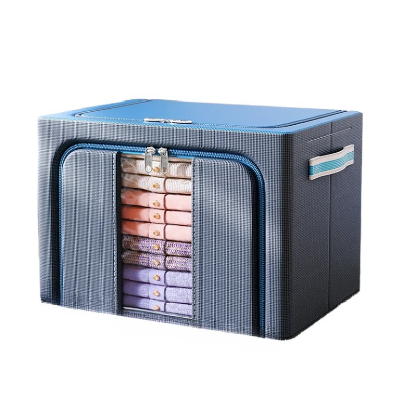 25/66/100L foldable cloth storage organizer bag large capacity waterproof linen steel frame clothes storage box