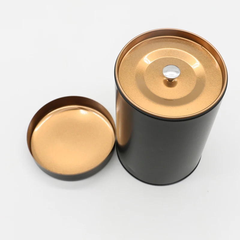 High quality Tinplate Food Safety Round Seal Cover Tea Tins Cans Custom Printed Luxury Coffee Tea Metal Can Canister Tin Box