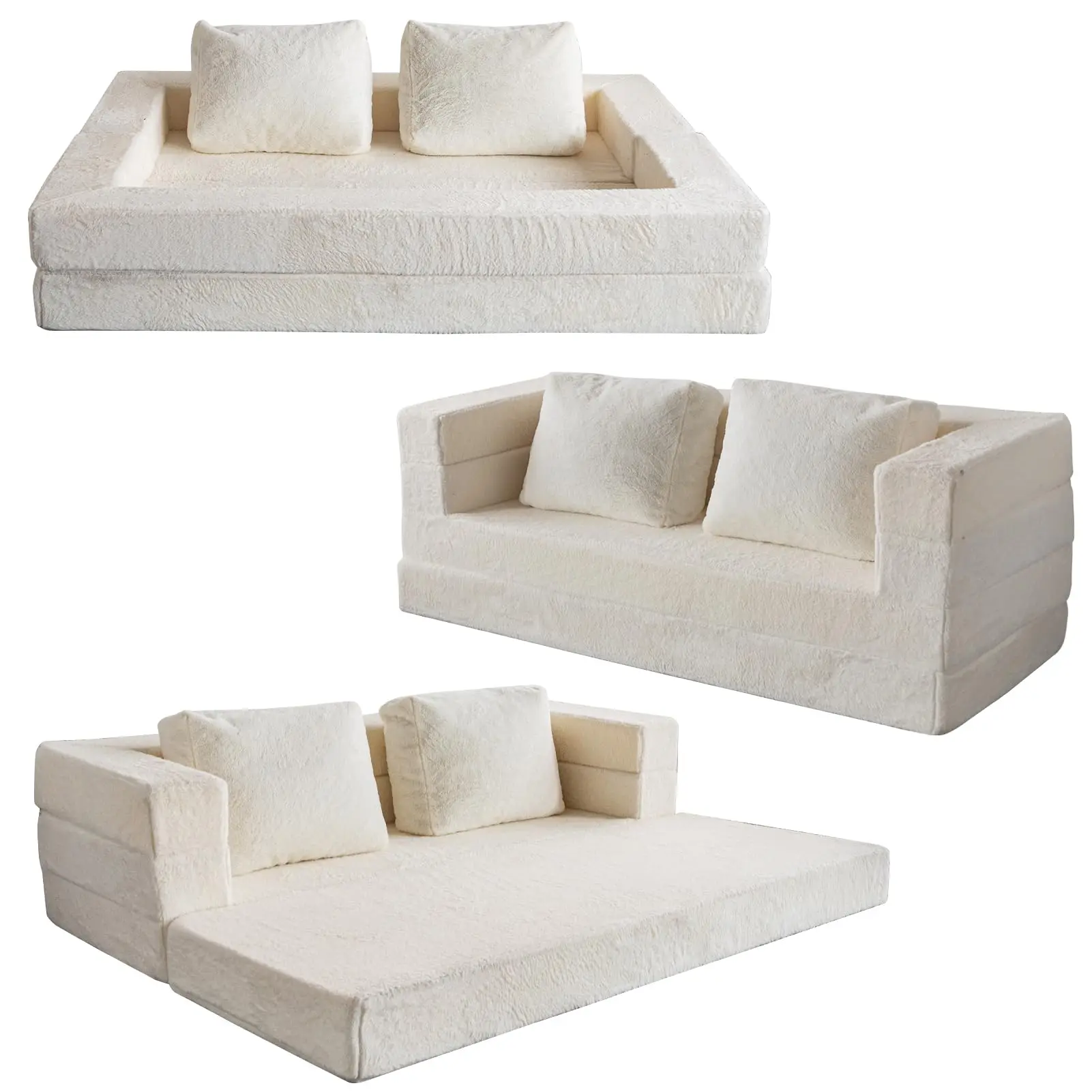 3-in-1 Folding Bean Bag Chair for Adults Large Beanbag Convertible Bean Bag Sofa