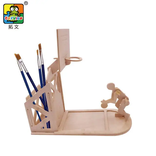 Cotowins 3D wooden educational craft  DIY educational toy Easy Punch Out Brain Teaser Puzzles basketball pen holder wood puzzle