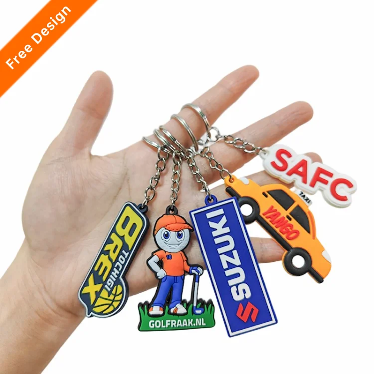 Custom Logo 2d embossed Rubber Soft Pvc 3d Print Promotional Keychains Car Keyring Personalized Customized Brand PVC Key Chain