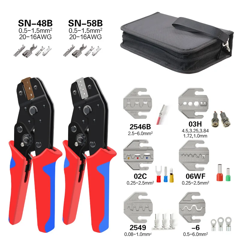 SN Series Terminals Hand Tool Multi Jaws Replaceable Bag Set Crimping Tool Terminal