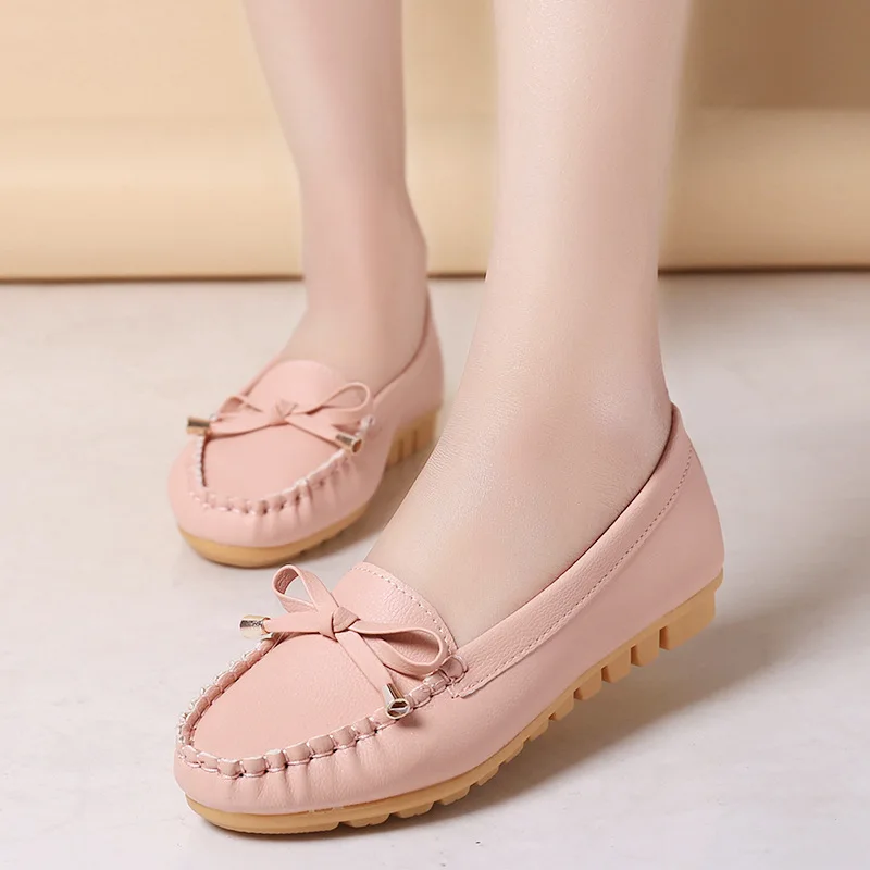 Newest Round head flat shoes for ladies  soft bottom flat shoes high quality comfortable bow knot flat casual shoes women